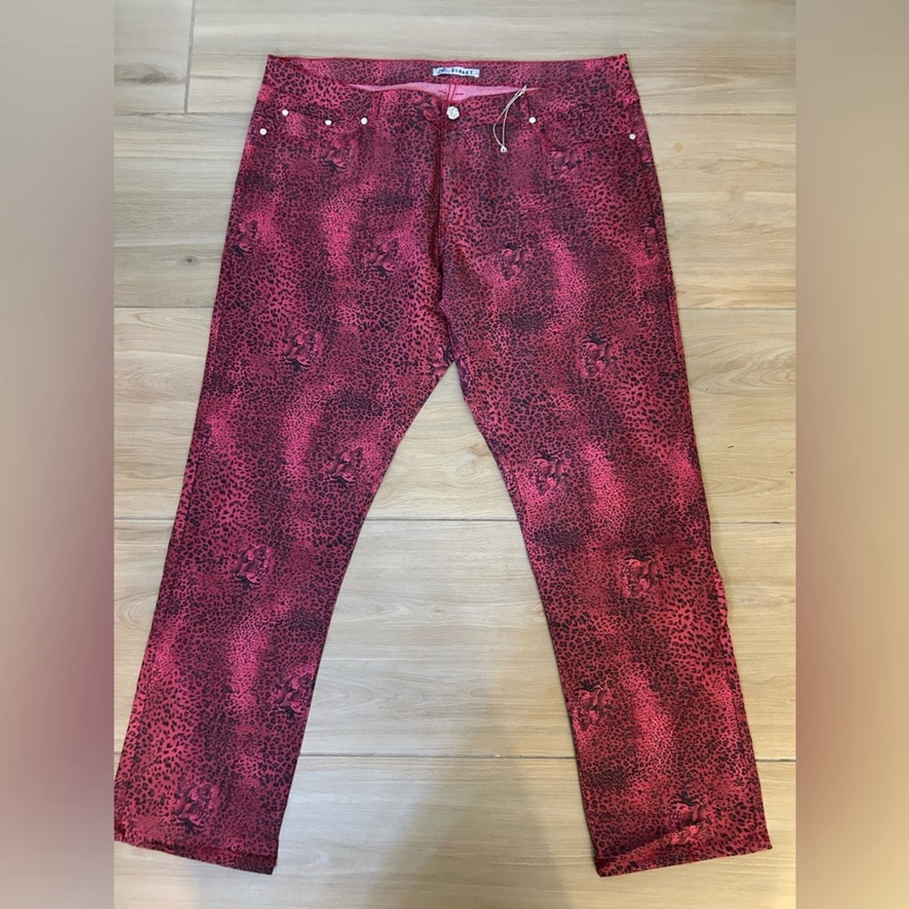 NEW EXOCET Skinny Stretch Colored Leopard Jeans Size 16 32” inseam